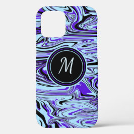 Modern Blue Abstrakt Watercolor Muster Monogram Case-Mate iPhone 14 Hülle