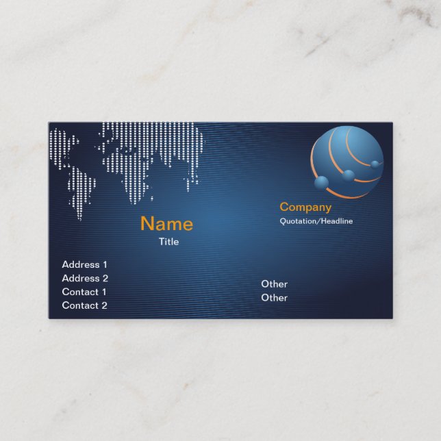 Modern Blue Abstrakt World Business Card kundenspe Visitenkarte (Vorderseite)