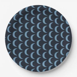 Modern Blue and Black Quarter Moon Pappteller