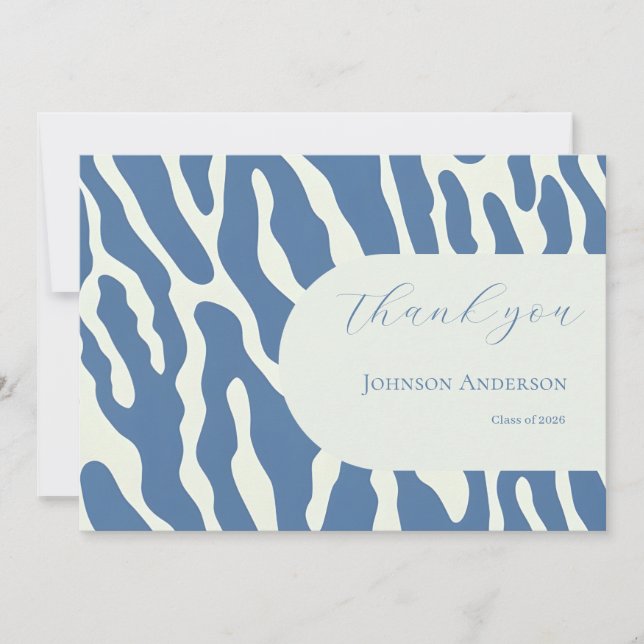 Modern blue and cream abstract Pattern graduation Dankeskarte (Vorderseite)