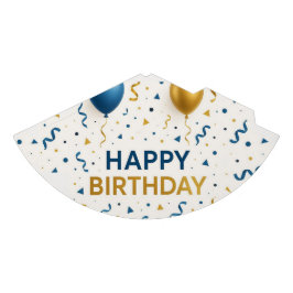 Modern Blue and Gold Balloons Happy Birthday Partyhütchen
