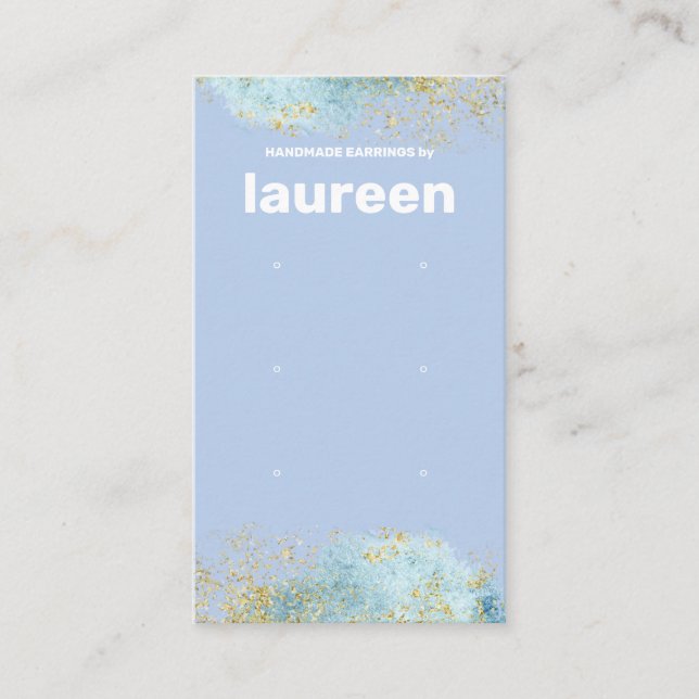 Modern Blue and Gold Earring Display Holding Card Visitenkarte (Vorderseite)