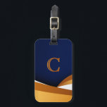Modern Blue and Gold Wave Monogram Design Gepäckanhänger<br><div class="desc">This cool and modern abstract design features flowing blue, gold, and orange wave accents with a bold monogram initial for a personalized touch. The sleek, contemporary style gives your luggage tag a standout look that’s easy to spot and perfect for travel. Ideal for travelers who want a stylish custom accessory...</div>