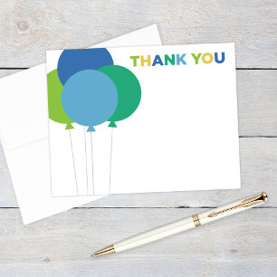 Modern Blue and Green Birthday Balloons Vielen Dan Mitteilungskarte