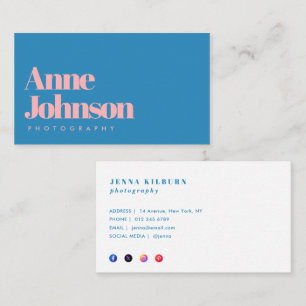 Modern Blue and Pink Fotografy Business Card Visitenkarte