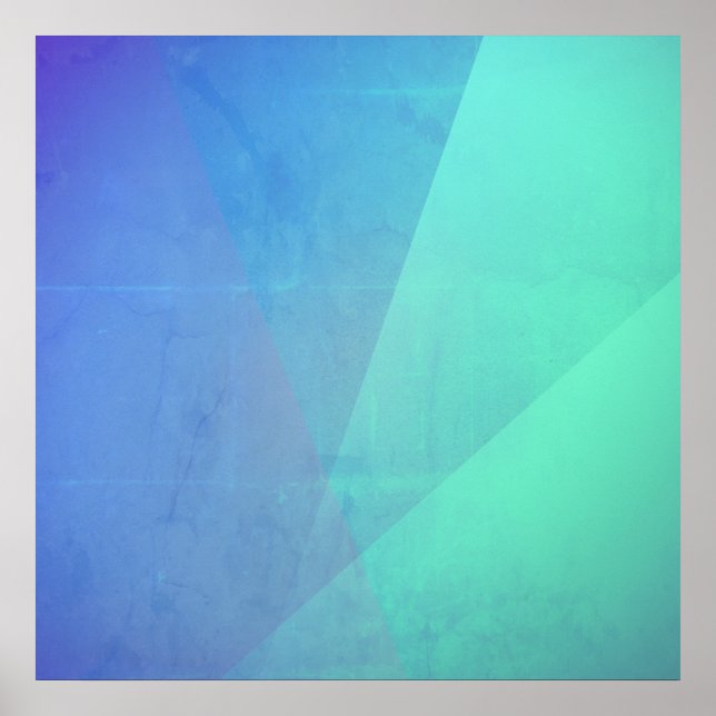 Modern Blue Aqua &Turquoise Geometric Gradation Poster (Vorne)