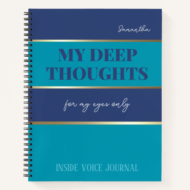 Modern Blue Aquamarin Gold Trendy My Eyes Only Jou Notizbuch (Vorderseite)