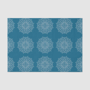 Modern Blue Aquamarin White Mandala Boho Decoupage Seidenpapier