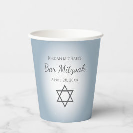 Modern Blue Bar Mitzvah Simple Star of David  Pappbecher