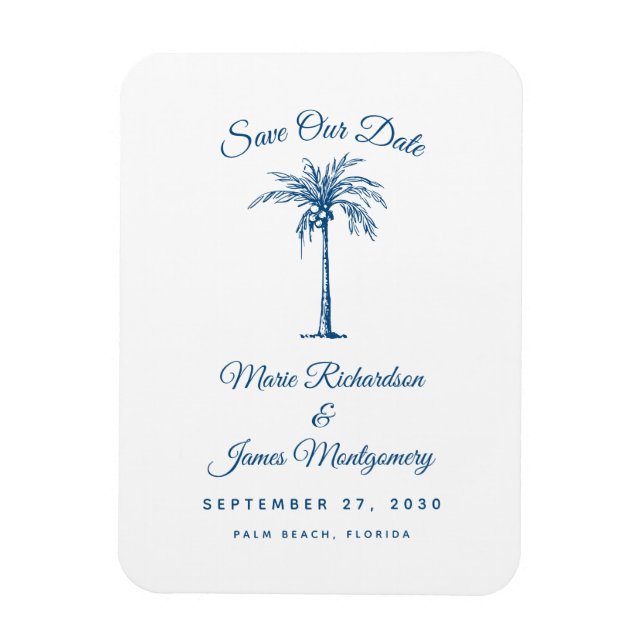 Modern Blue Beach Wedding Save the Date Magnet (Vertikal)