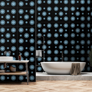 Modern Blue Black Circle Geometric Pattern Tapete