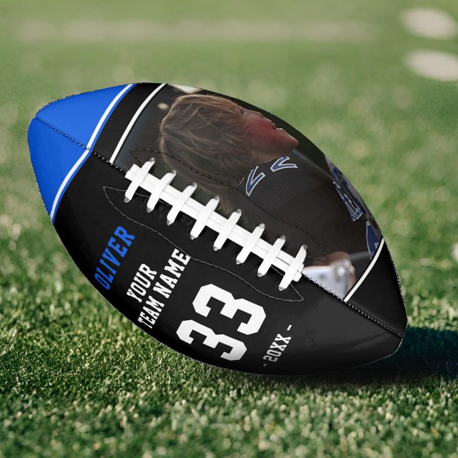 Modern Blue Black Player Name Team Foto F Football (Von Creator hochgeladen)