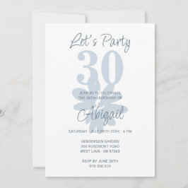Modern Blue Blume 30. Geburtstagsfeier Einladung