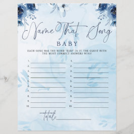 Modern Blue Blume Name, das Song Baby Dusche Spiel