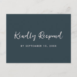 Modern Blue Blush Rsvp Trendy Script Meal Choice Einladungspostkarte