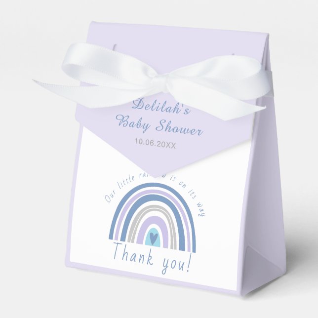 Modern Blue Boho Rainbow Baby Dusche Vielen Dank Geschenkschachtel (Vorderseite)
