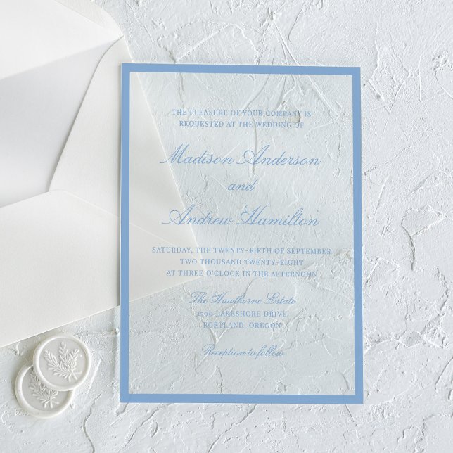 Modern Blue Border Wedding Acryleinladungen (Von Creator hochgeladen)