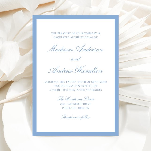Modern Blue Border Wedding Einladung (Von Creator hochgeladen)