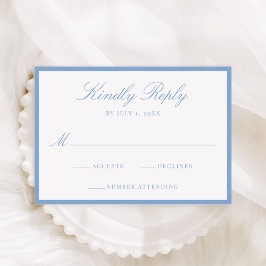 Modern Blue Border Wedding RSVP Karte