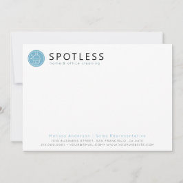 Modern Blue Broom Logo Cleaning Service Mitteilungskarte