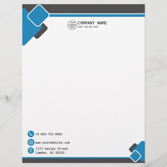 Modern blue Business logo Letterhead Briefbogen (Vorderseite)