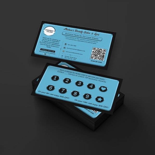 Modern Blue Business Rewards Promo bietet Kunden Treuekarte (Von Creator hochgeladen)