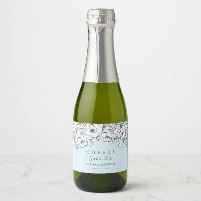 Modern Blue Cheers White Floral Brautparty (Vorderseite)