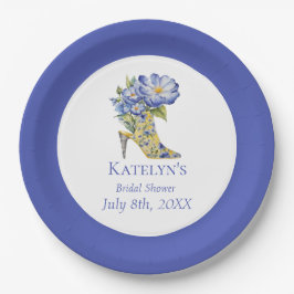 Modern Blue Chinoiserie High Heel Shoe Pappteller