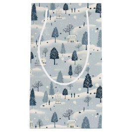 Modern Blue Christmas Village  Kleine Geschenktüte