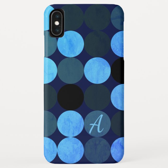 Modern Blue Circles & Monogram Case-Mate iPhone Hülle (Rückseite)