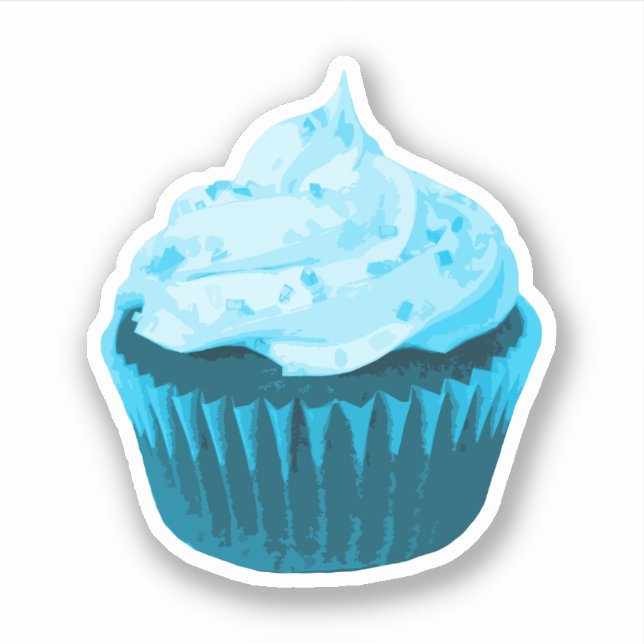 Modern Blue Cupcake Aufkleber (Vorderseite)