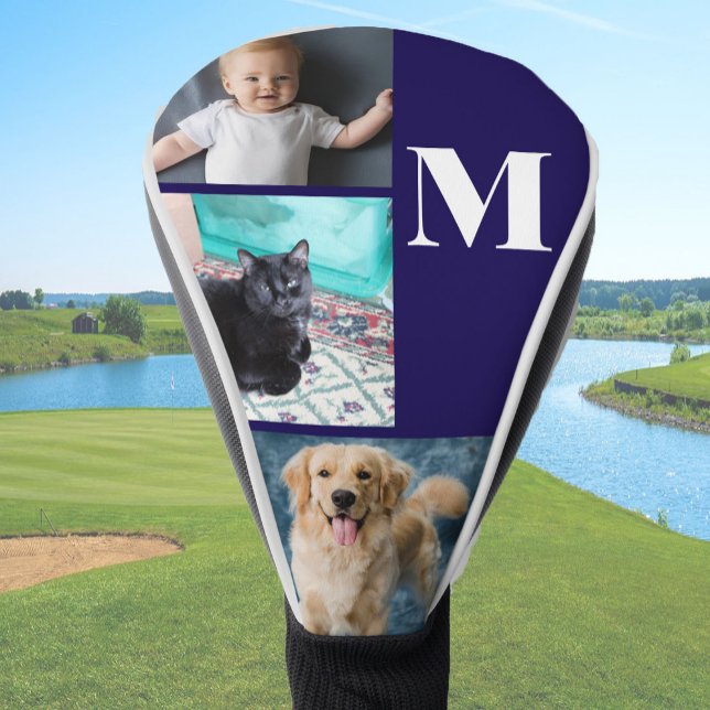 Modern Blue Custom Photo Template Monogram Golf Headcover (Von Creator hochgeladen)
