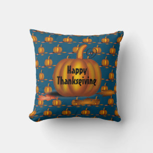 Modern Blue Erntedank Pumpkin Kissen