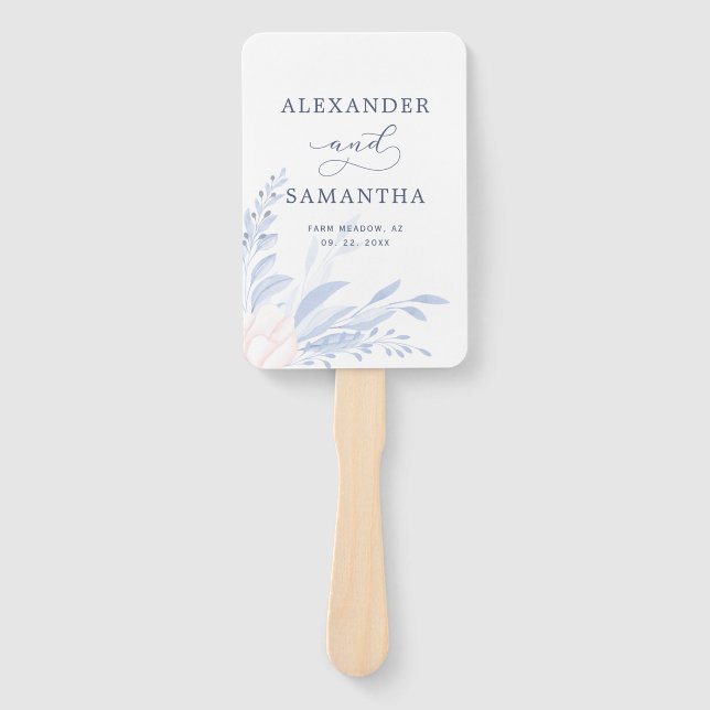 Modern Blue Eucalyptus Greenery Succulent Wedding Fächer (Vorderseite)