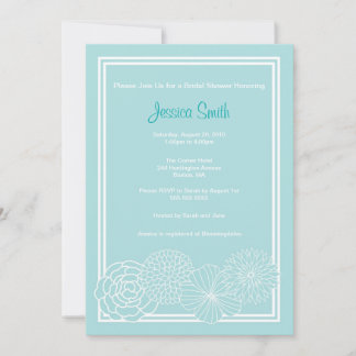 Modern Blue Floral Brautparty Einladung