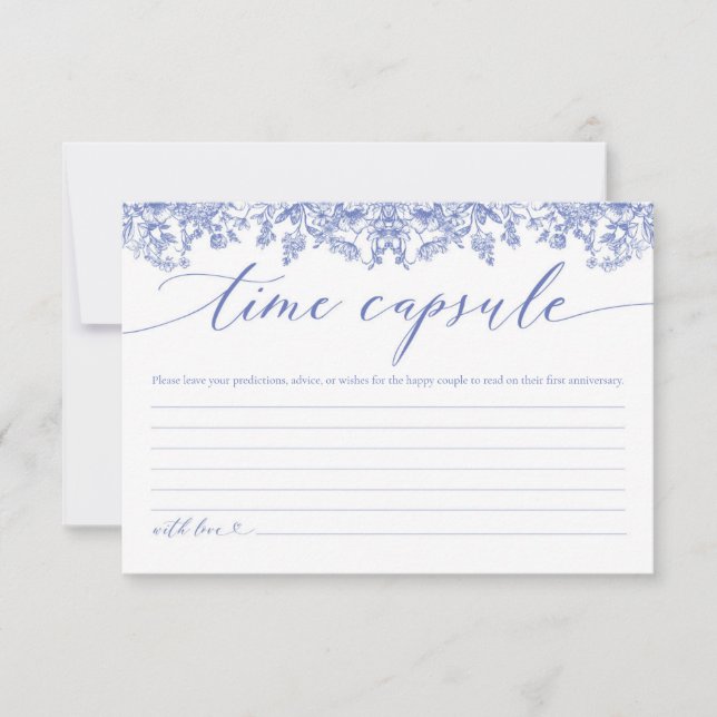Modern Blue Floral Brautparty Time Kapselkarte Einladung (Vorderseite)