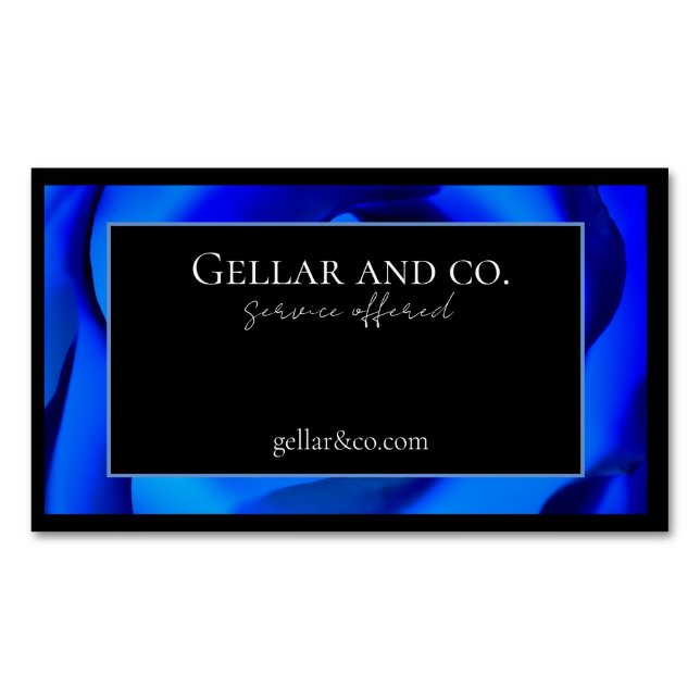 Modern Blue Floral Business Card Magnet (Vorderseite)