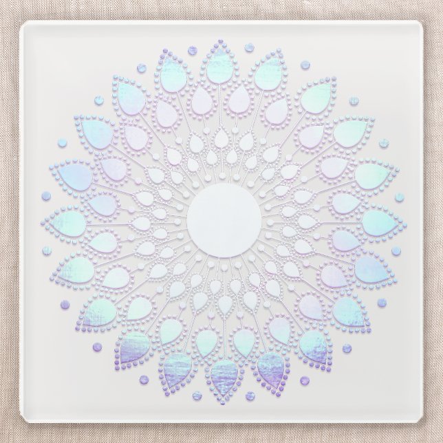 Modern Blue Floral Lotus Mandala Glasuntersetzer (Von Creator hochgeladen)