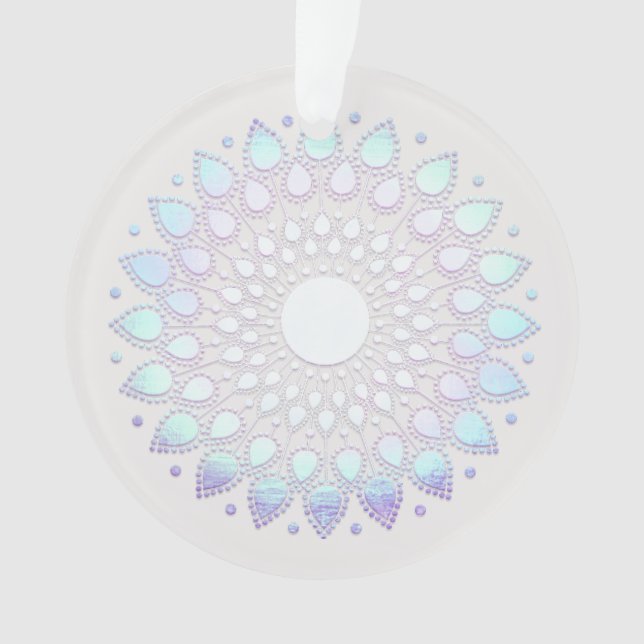 Modern Blue Floral Lotus Mandala Ornament (Vorderseite)