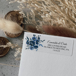 Modern Blue Floral Return Address Label