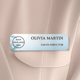 Modern Blue Flower Magnetic Name Badge Custom Namensschild