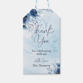 Modern Blue Flowers Danke Boy Baby Dusche Geschenkanhänger