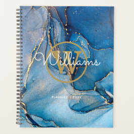 Modern Blue Geode Agate Gold Monogram 2023 Planer