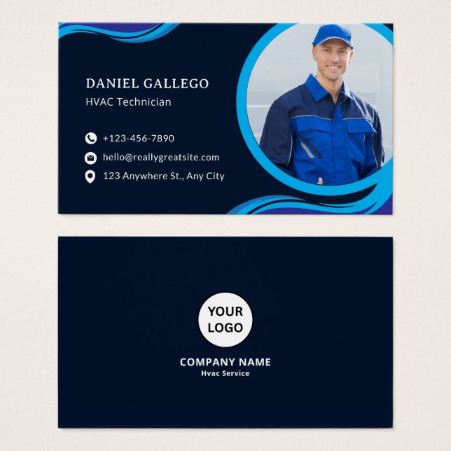 Modern Blue  Geometric Corporate Business Card (Devant & derrière)