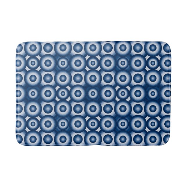 Modern Blue Geometric Muster Badematte (Vorderseite)