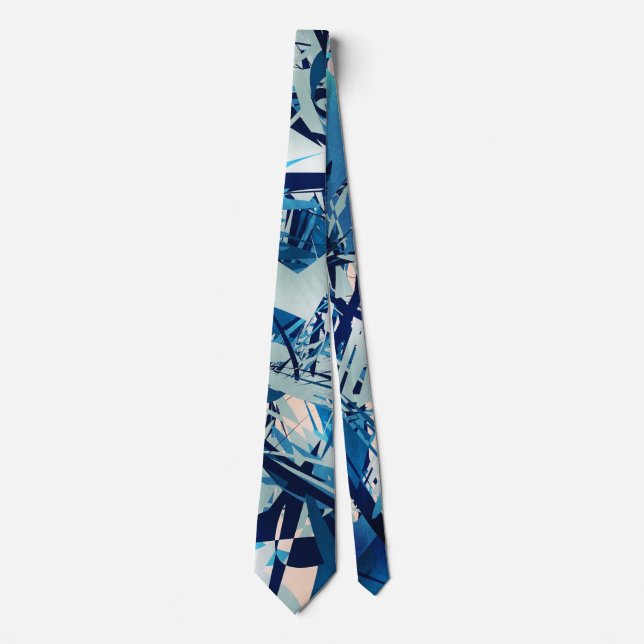Modern Blue Geometric Shapes Krawatte (Vorderseite)
