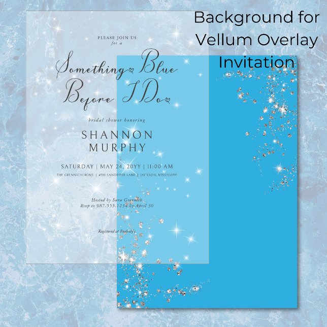 Modern Blue Glam Diamonds Background Brautparty Einladung (Von Creator hochgeladen)
