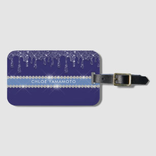 Modern Blue Glitzer Tropfen Sparkling Diamond Gepäckanhänger