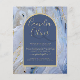 Modern Blue Gold Agate Marmorarsch Hochzeit Flyer