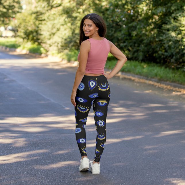Modern Blue Gold Evil Eyes Leggings (Von Creator hochgeladen)